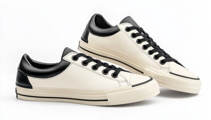 Stylish low-top sneakers with a black and white color scheme, perfect for casual wear