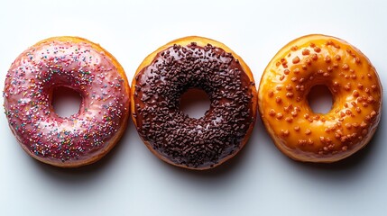 Assorted Doughnuts with Colorful Toppings and Sweet Glaze