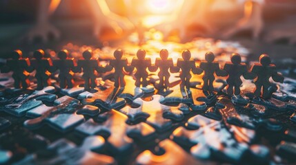 Obraz premium Jigsaw puzzle connecting together. Team business success partnership or teamwork concept. 3d rendering illustration