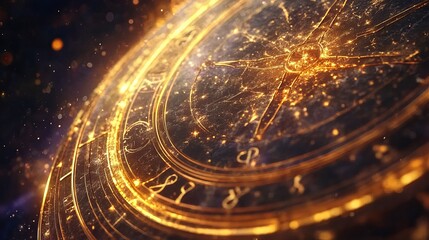 Golden Gemini zodiac sign against space background. Astrology calendar. Esoteric horoscope and fortune telling concept
