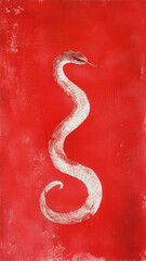 Fototapeta premium A striking snake illustrated against a vibrant red background, symbolizing the Year of the Snake in the Chinese calendar for 2025, embodying transformation and power. Generative AI