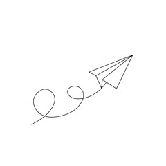 Continuous line paper plane