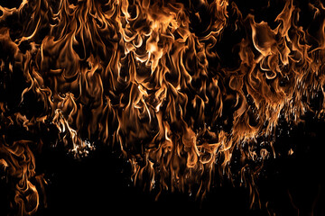 Fire burning creating abstract shapes background