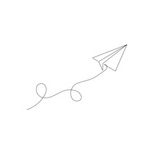 Continuous line paper plane