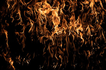 Fire burning creating abstract shapes background