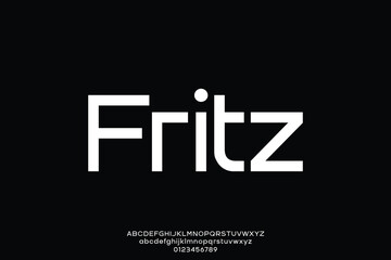 Modern geometric sans serif alphabet display font vector illustration