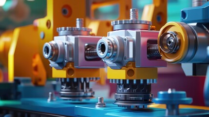 Fototapeta premium Complete cylinder block assembly featuring a crankshaft showcasing efficient engine production on the assembly line