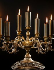 Candle chandelier lamp spirituality with black background illuminated.
