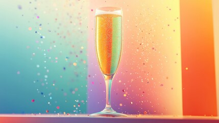 Elegant glass of champagne filled with bubbly effervescence perfect for celebrations