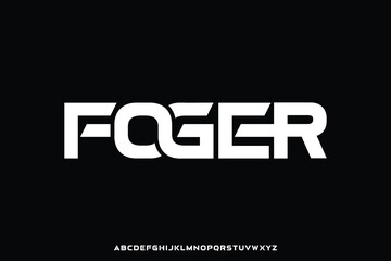 Strong bold modern ligature alphabet display font vector. Futuristic typeface