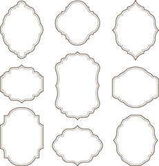 Set of vintage frames and borders isolated on white background.