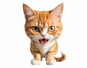 Obraz premium Angry surprised cat is screaming with its mouth wide open, looking curiously at the camera