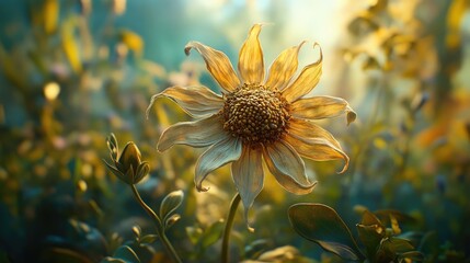 Close up view of a delicate dried flower surrounded by greenery showcasing its natural beauty in soft focus