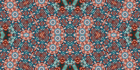 Seamless kaleidoscope pattern. The texture of the woven pattern. Endless pattern