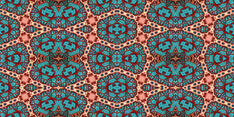 Seamless kaleidoscope pattern. The texture of the woven pattern. Endless pattern