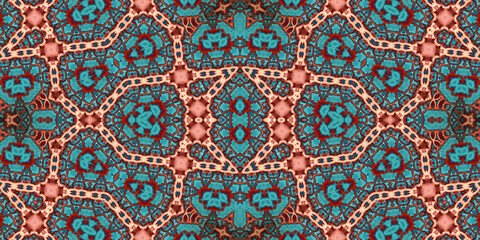 Seamless kaleidoscope pattern. The texture of the woven pattern. Endless pattern