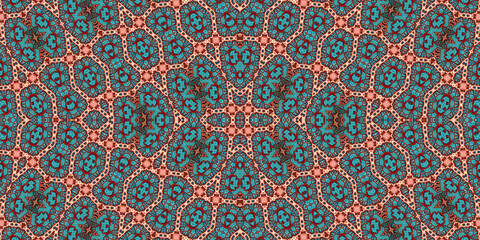 Seamless kaleidoscope pattern. The texture of the woven pattern. Endless pattern