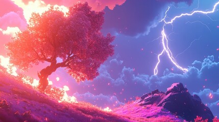 Dramatic lightning illuminating the sky as a powerful storm approaches capturing the essence of nature s fury