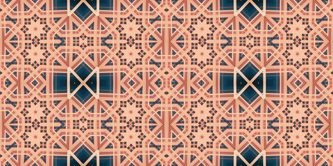 Seamless kaleidoscope pattern. The texture of the woven pattern. Endless pattern