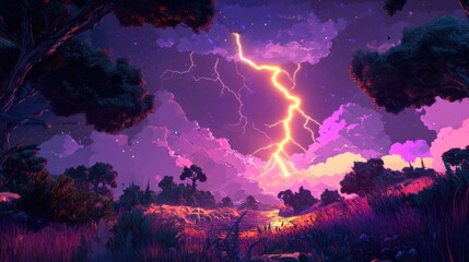 Dramatic wild lightning illuminating the night sky capturing the power of nature s fury