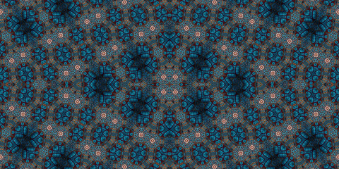 Seamless kaleidoscope pattern. The texture of the woven pattern. Endless pattern