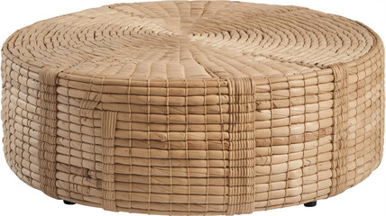 Fototapeta premium Round Woven Rattan Coffee Table Natural Rustic Home Decor