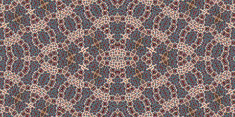 Seamless kaleidoscope pattern. The texture of the woven pattern. Endless pattern