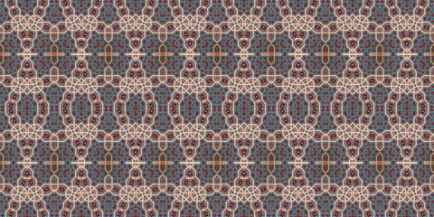 Seamless kaleidoscope pattern. The texture of the woven pattern. Endless pattern