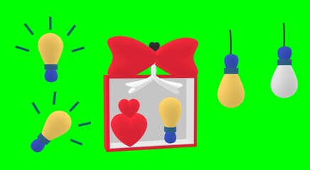 3d illustration valentines christmas gift box lights creative ideas