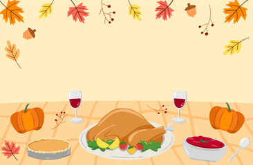 thanksgiving day border, thanksgiving dinner frame for using as background, banner, greeting card