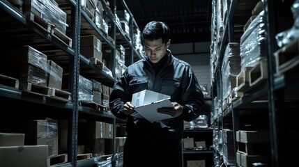The Warehouse Worker Checking Inventory