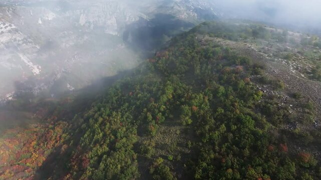 View from the sky of Col de Vence in Provence in the clouds