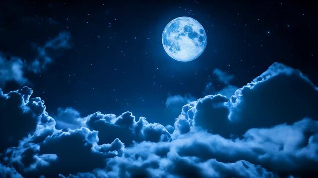 Collection of Footage "The moon glowing behind the moving clouds"