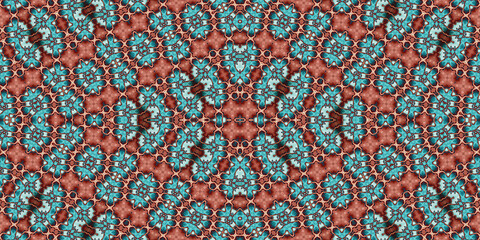 Seamless kaleidoscope pattern. The texture of the woven pattern. Endless pattern