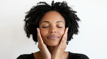 Peaceful Woman with Natural Hair and Serene Expression