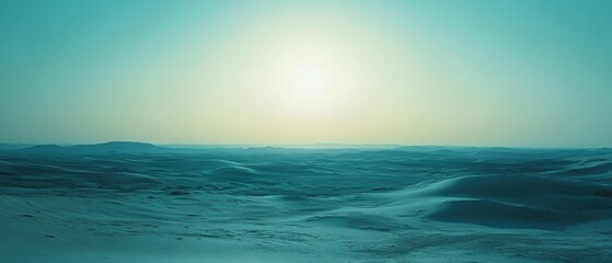 Obraz premium The serene desert landscape glows under a sunlit sky, casting soft shadows over the rolling dunes.