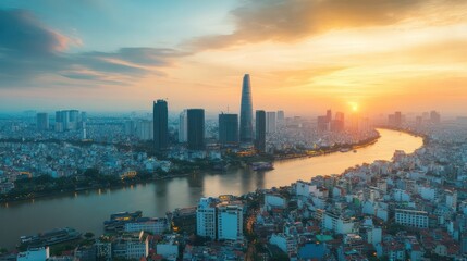 Obraz premium investor relations professionals in Vietnam, refining engagement strategies, warm and supportive environment,