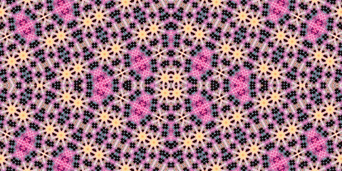 Seamless kaleidoscope pattern. The texture of the woven pattern. Endless pattern
