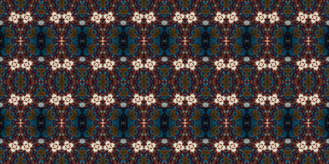 Seamless kaleidoscope pattern. The texture of the woven pattern. Endless pattern