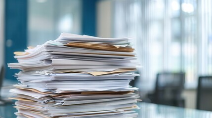 Papers Galore, a cluttered office scene displaying a chaotic mix of documents, notes, and forms, emphasizing the overwhelming nature of administrative tasks.