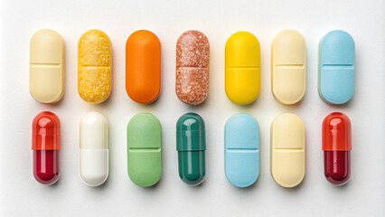 Obraz premium set of pills capsules isolated on white