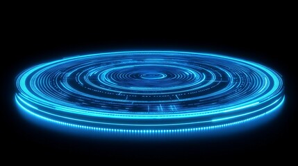 Fototapeta premium Futuristic blue glow circle radar scanning on background, technology, scan, radar, future, digital,light, circle, glow