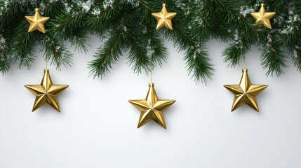 Gold Stars on a Snowy Garland for Christmas Decor