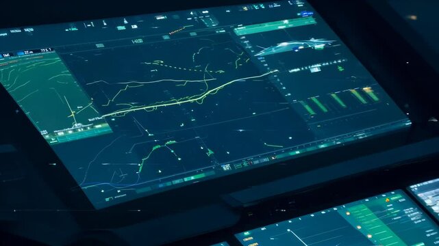 Air traffic controller monitoring airplane traffic