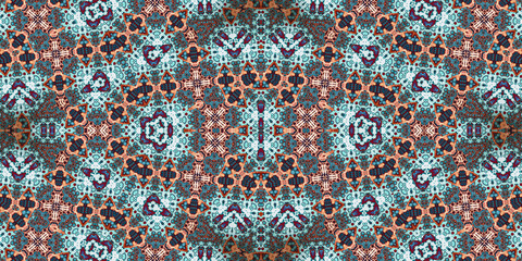 Seamless kaleidoscope pattern. The texture of the woven pattern. Endless pattern