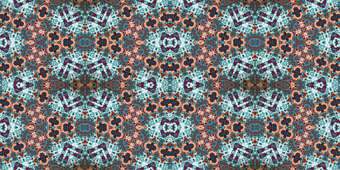Seamless kaleidoscope pattern. The texture of the woven pattern. Endless pattern