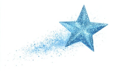 Obraz premium Blue star on a white background. The star is blue and shiny.