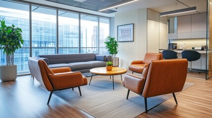 workplace psychology specialists in North American corporate setting, warm, modern office, focus on mental well-being,