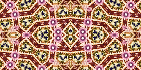 Seamless kaleidoscope pattern. The texture of the woven pattern. Endless pattern
