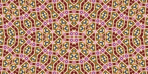 Seamless kaleidoscope pattern. The texture of the woven pattern. Endless pattern